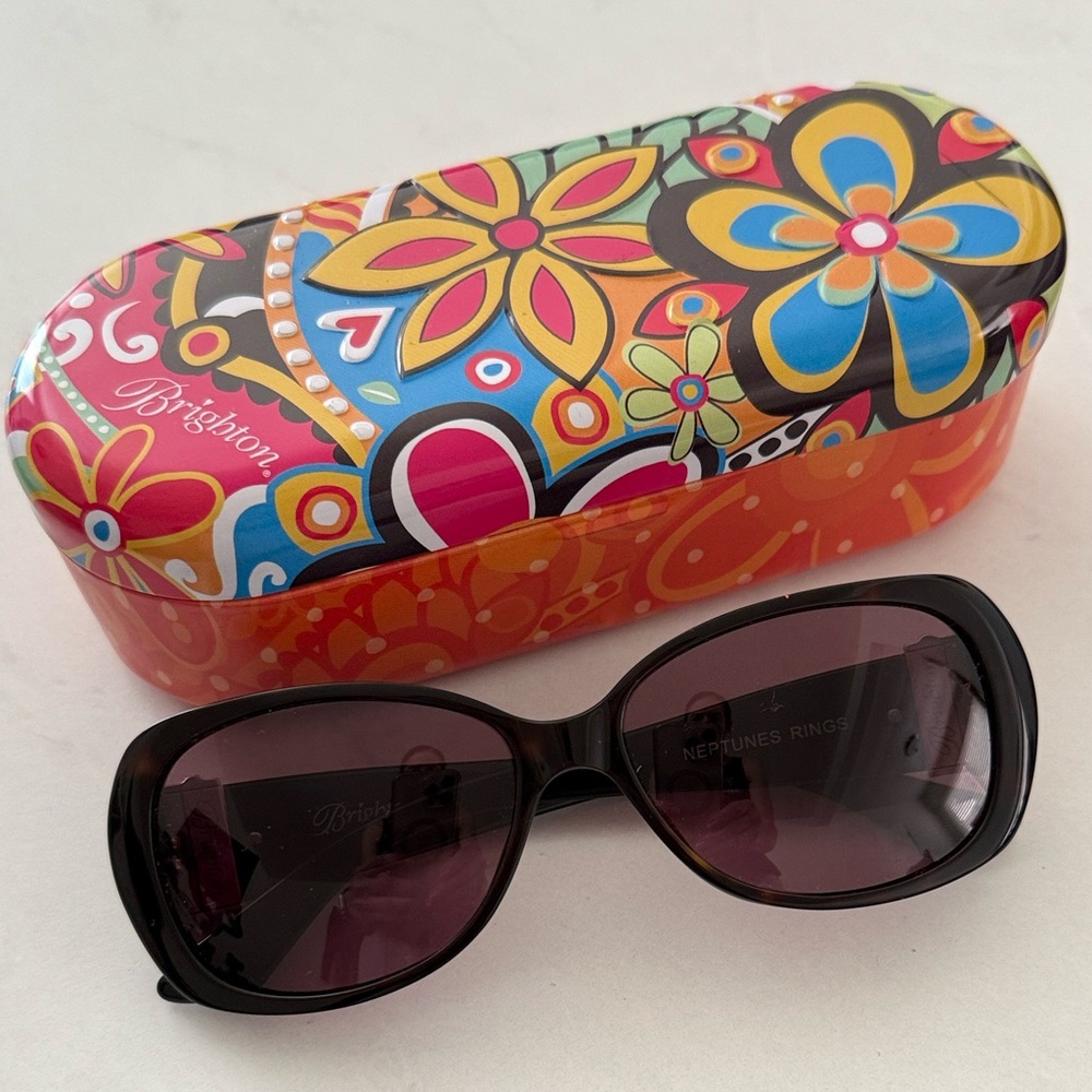 Brighton Black Sunglasses with Colorful Floral Case - Picture 2 of 14